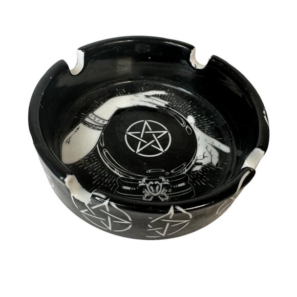 Other - Black & White Pentagram Crystal Ball Ashtray Occult Goth Punk Emo Metal Grunge